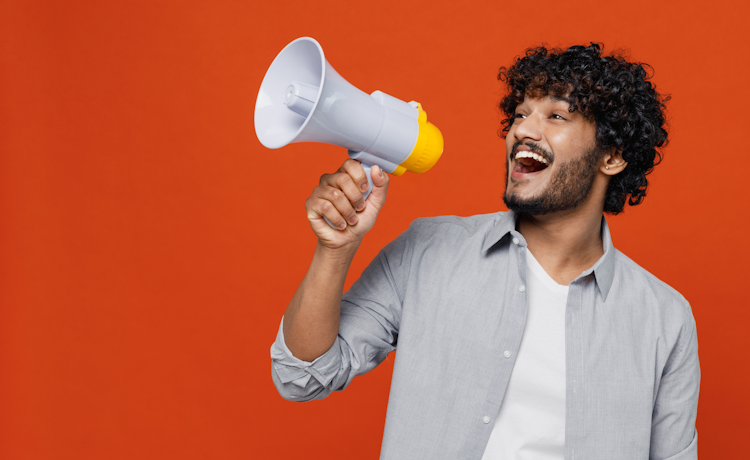 man with megaphone